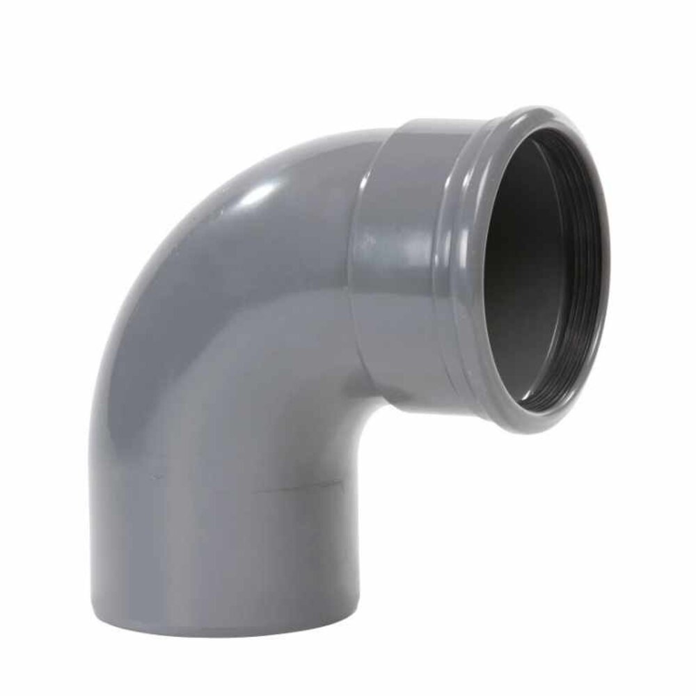 Pipelife PVC bocht 88°, manchet x spie, grijs, KOMO Pipelife PVC bocht 88°, manchet x spie, grijs, KOMO