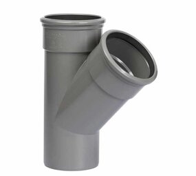 Pipelife PVC T-stuk 45°, 2x manchet/1x spie, grijs, KOMO Pipelife PVC T-stuk 45°, 2x manchet/1x spie, grijs, KOMO