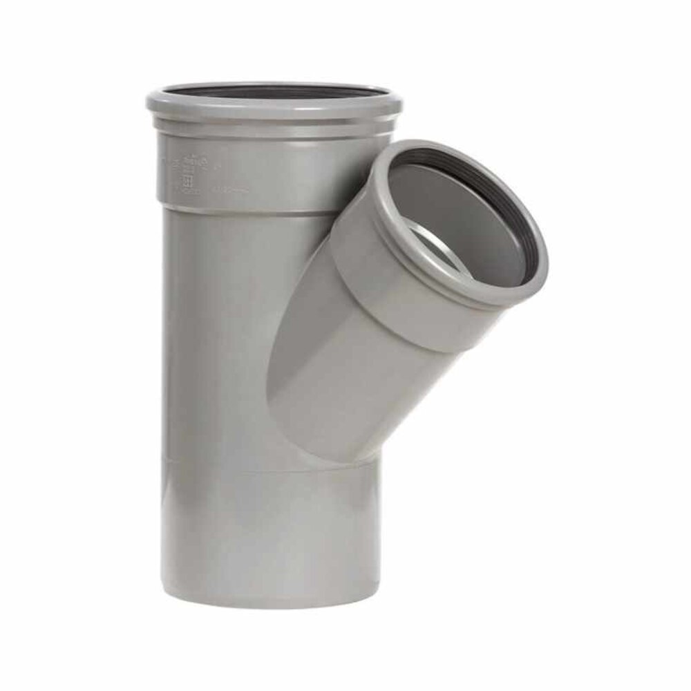 Pipelife PVC verloop T-stuk 45°, 2x manchet/1x spie Pipelife PVC verloop T-stuk 45°, 2x manchet/1x spie
