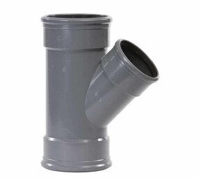 Pipelife PVC Verloop T-stuk 45°, 3x manchet, grijs, KOMO Pipelife PVC Verloop T-stuk 45°, 3x manchet, grijs, KOMO