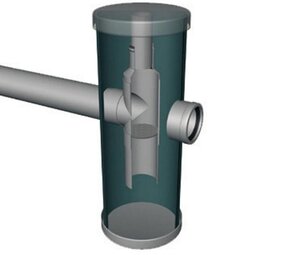 PVC zandvangput, voorzien van deksel, 2x 125 mm PVC zandvangput, voorzien van deksel, 2x 125 mm