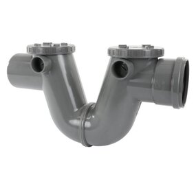 PVC rioolsifon met ontstoppingsmogelijkheid, 1x manchet/1x spie PVC rioolsifon met ontstoppingsmogelijkheid, 1x manchet/1x spie