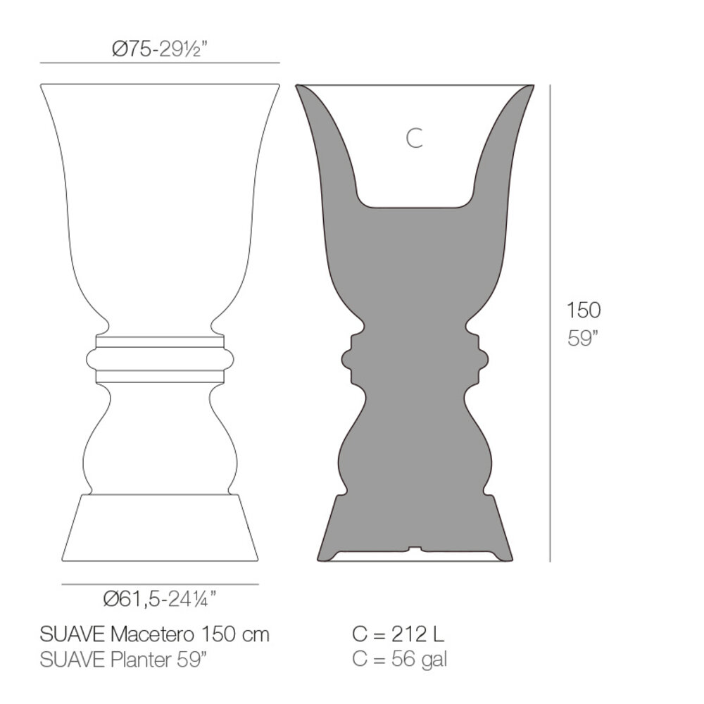 Vondom Suave bloempot 75 x h. 150 cm