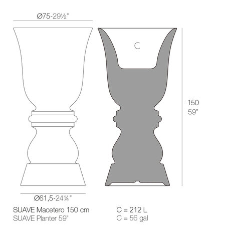 Vondom Suave bloempot 75 x h. 150 cm