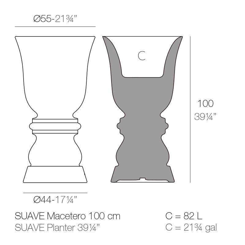 Vondom Suave bloempot 55 x h. 100 cm