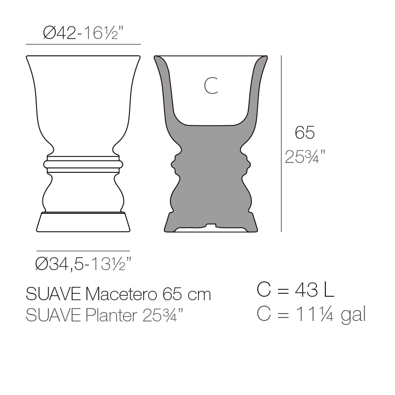 Vondom Suave bloempot 42 x h. 65 cm