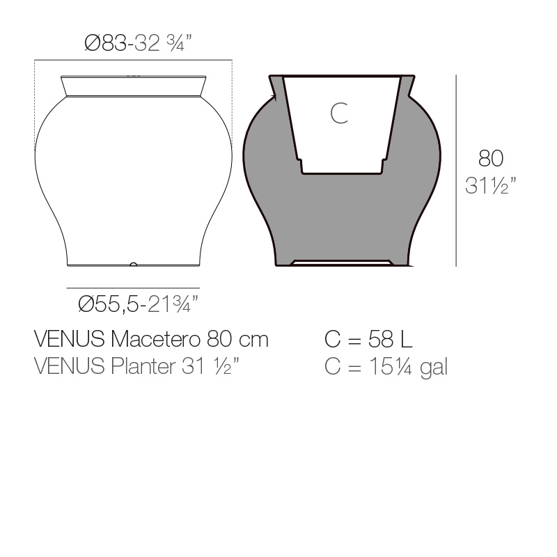 Vondom Venus bloempot 83 x h. 80 cm