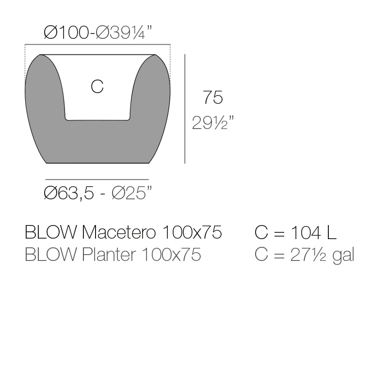 Vondom BLOW bloempot 100 x 100 x h. 75 cm