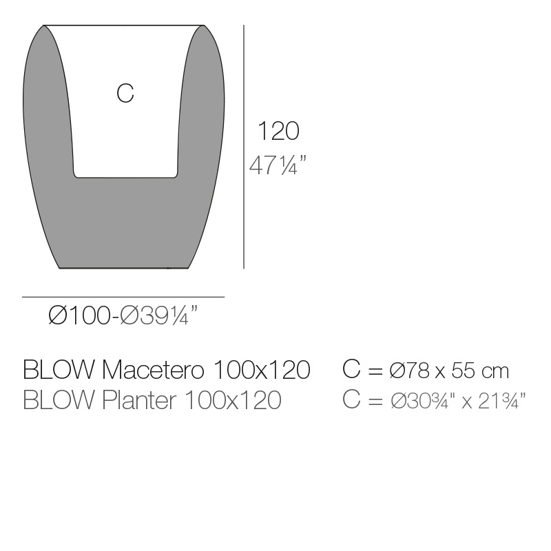 Vondom BLOW bloempot 100 x 100 x h. 120 cm