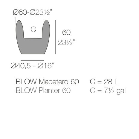 Vondom BLOW bloempot 60 x 60 x h. 60 cm