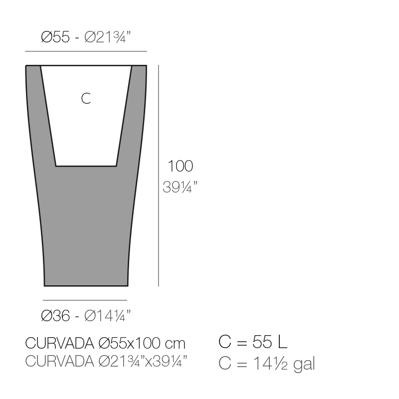 Vondom Curvada 55 x 100 cm plantenbak