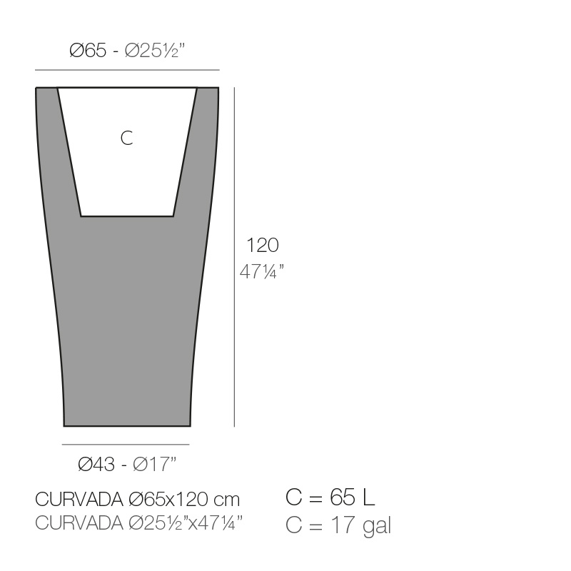 Vondom Curvada 65 x 120 cm plantenbak