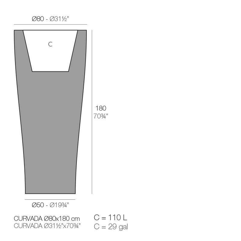 Vondom Curvada 80 x 180 cm plantenbak