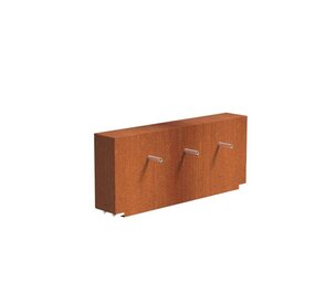 Vijvermuur cortenstaal vast 150 x 25 x 60 cm, 3x pijp