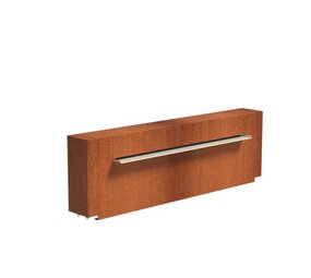 Vijvermuur cortenstaal vast 200 x 25 x 60 cm, 150 cm waterval