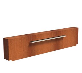 Vijvermuur cortenstaal vast 300 x 25 x 60 cm, 150 cm waterval