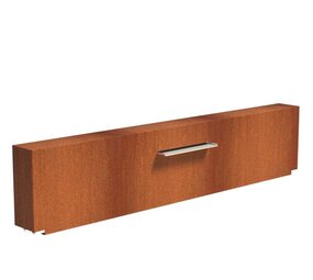 Vijvermuur cortenstaal vast 300 x 25 x 60 cm, 60 cm waterval