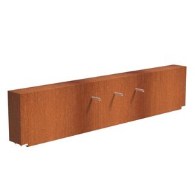 Vijvermuur cortenstaal vast 300 x 25 x 60 cm, 3x pijp Vijvermuur cortenstaal vast 300 x 25 x 60 cm, 3x pijp