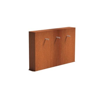 Vijvermuur cortenstaal vrij 150 x 25 x 120 cm, 3x pijp Vijvermuur cortenstaal vrij 150 x 25 x 120 cm, 3x pijp