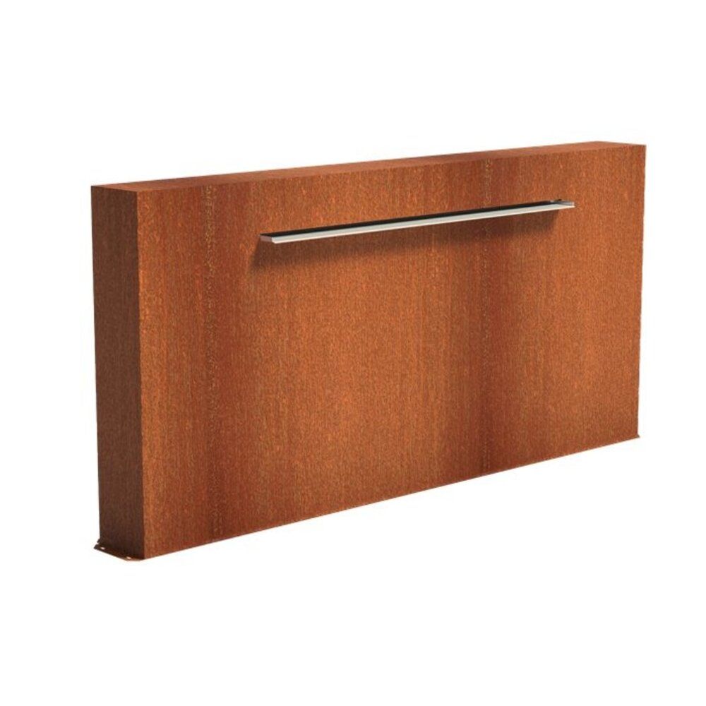Vijvermuur cortenstaal vrij 250 x 25 x 120 cm, 150 cm waterval Vijvermuur cortenstaal vrij 250 x 25 x 120 cm, 150 cm waterval