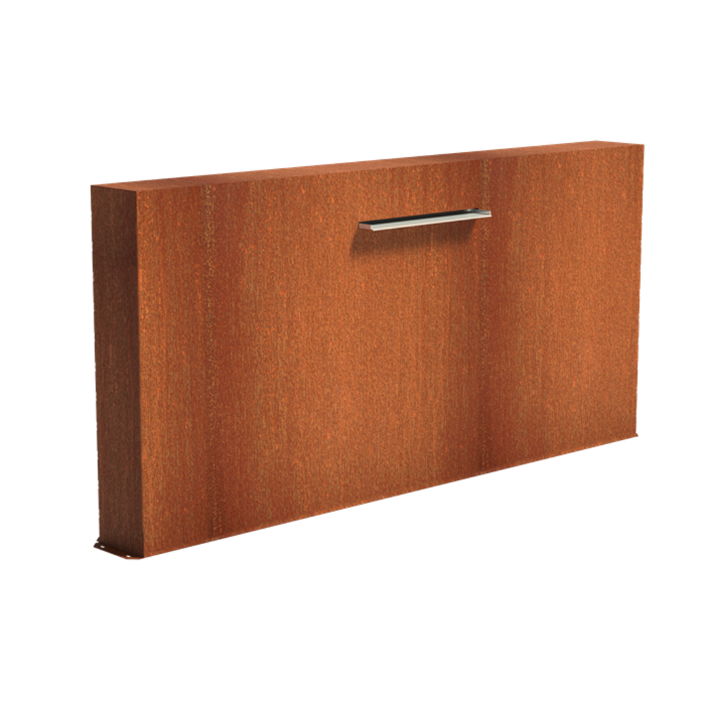 Vijvermuur cortenstaal vrij 250 x 25 x 120 cm, 60 cm waterval Vijvermuur cortenstaal vrij 250 x 25 x 120 cm, 60 cm waterval
