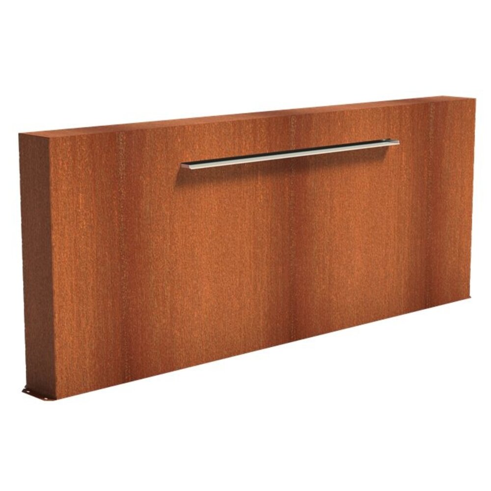 Vijvermuur cortenstaal vrij 300 x 25 x 120 cm, 150 cm waterval Vijvermuur cortenstaal vrij 300 x 25 x 120 cm, 150 cm waterval