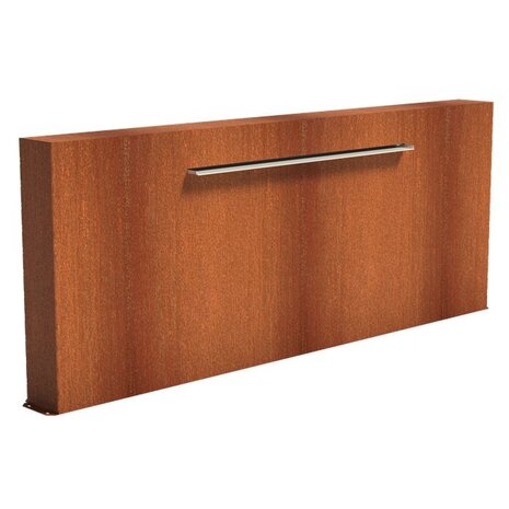 Vijvermuur cortenstaal vrij 300 x 25 x 120 cm, 150 cm waterval Vijvermuur cortenstaal vrij 300 x 25 x 120 cm, 150 cm waterval