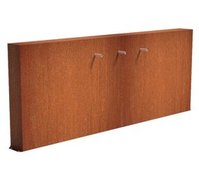 Vijvermuur cortenstaal vrij 300 x 25 x 120 cm, 3x pijp Vijvermuur cortenstaal vrij 300 x 25 x 120 cm, 3x pijp