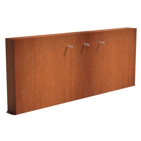Vijvermuur cortenstaal vrij 300 x 25 x 120 cm, 3x pijp Vijvermuur cortenstaal vrij 300 x 25 x 120 cm, 3x pijp