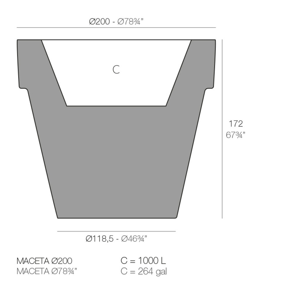 Vondom XXXL Ronde bloempot 200 x 172 cm Vondom XXXL Ronde bloempot 200 x 172 cm