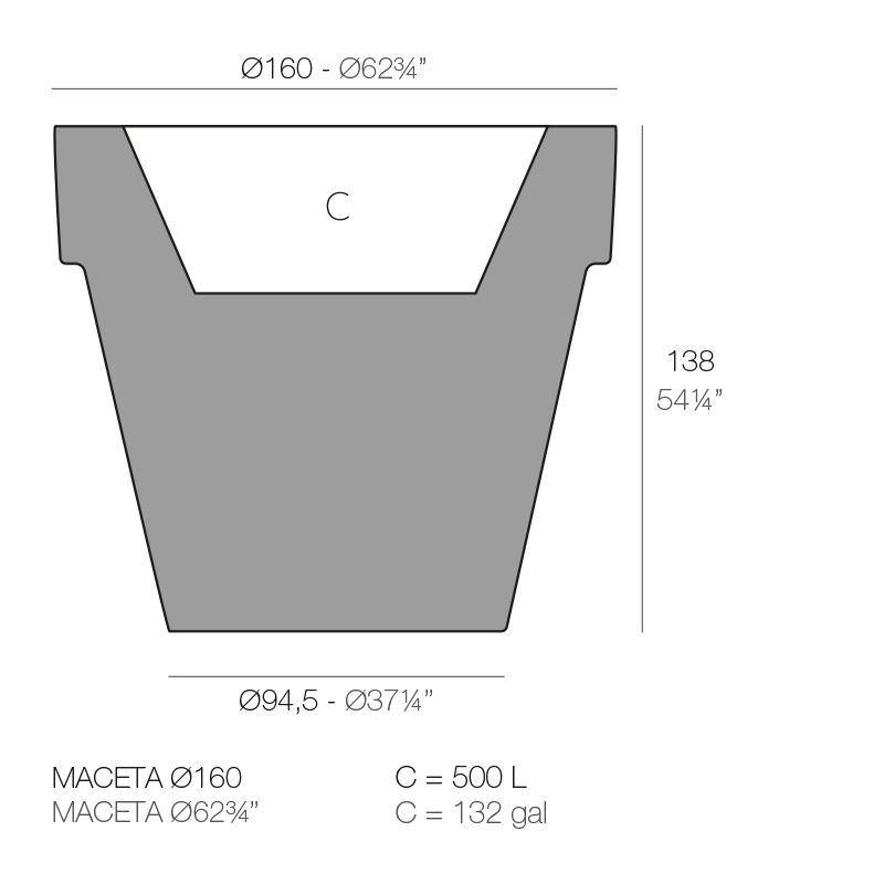 Vondom XXL Ronde bloempot 160 x 138 cm