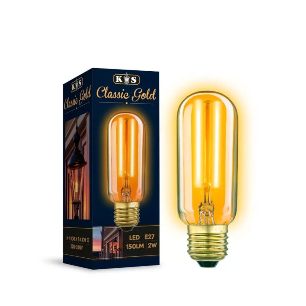 KS verlichting LED Lamp Classic Gold Tube 2W KS verlichting LED Lamp Classic Gold Tube 2W