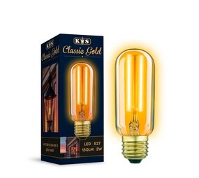 KS verlichting LED Lamp Classic Gold Tube 2W KS verlichting LED Lamp Classic Gold Tube 2W