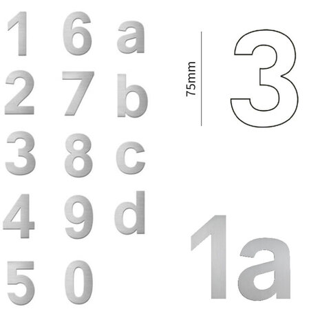 Stoer! zelfklevend cijfer FORTE 75 mm NR.9 RVS