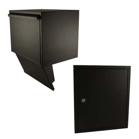 Stoer! Inbouwbrievenbus + deurdeel PAKKET doorvoerbox ZWART