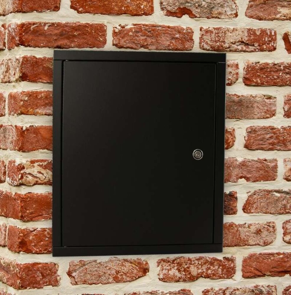 Stoer! Inbouwbrievenbus + deurdeel PAKKET doorvoerbox ZWART