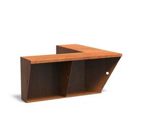 Keerwand + zitrand cortenstaal 100 x 100 x 60 cm binnenhoek Keerwand + zitrand cortenstaal 100 x 100 x 60 cm binnenhoek
