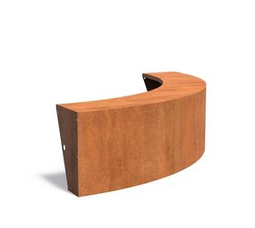 Keerwand + zitrand cortenstaal 200 x 60 cm buitenbocht
