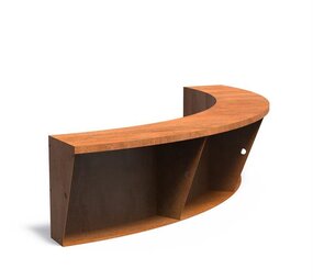 Keerwand + zitrand cortenstaal 200 x 60 cm binnenbocht Keerwand + zitrand cortenstaal 200 x 60 cm binnenbocht