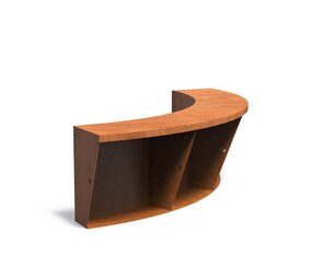 Keerwand + zitrand cortenstaal 150 x 60 cm binnenbocht Keerwand + zitrand cortenstaal 150 x 60 cm binnenbocht