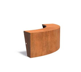 Keerwand + zitrand cortenstaal 150 x 60 cm buitenbocht Keerwand + zitrand cortenstaal 150 x 60 cm buitenbocht