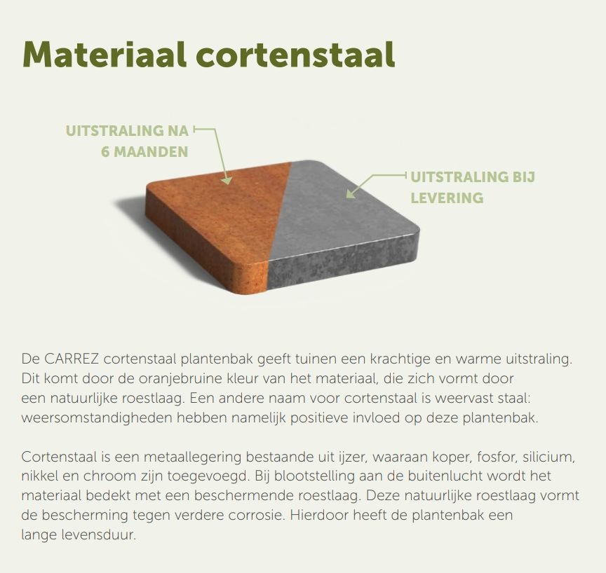 Carrez Connect cortenstaal 100 x 100 x h. 40 cm plantenbak
