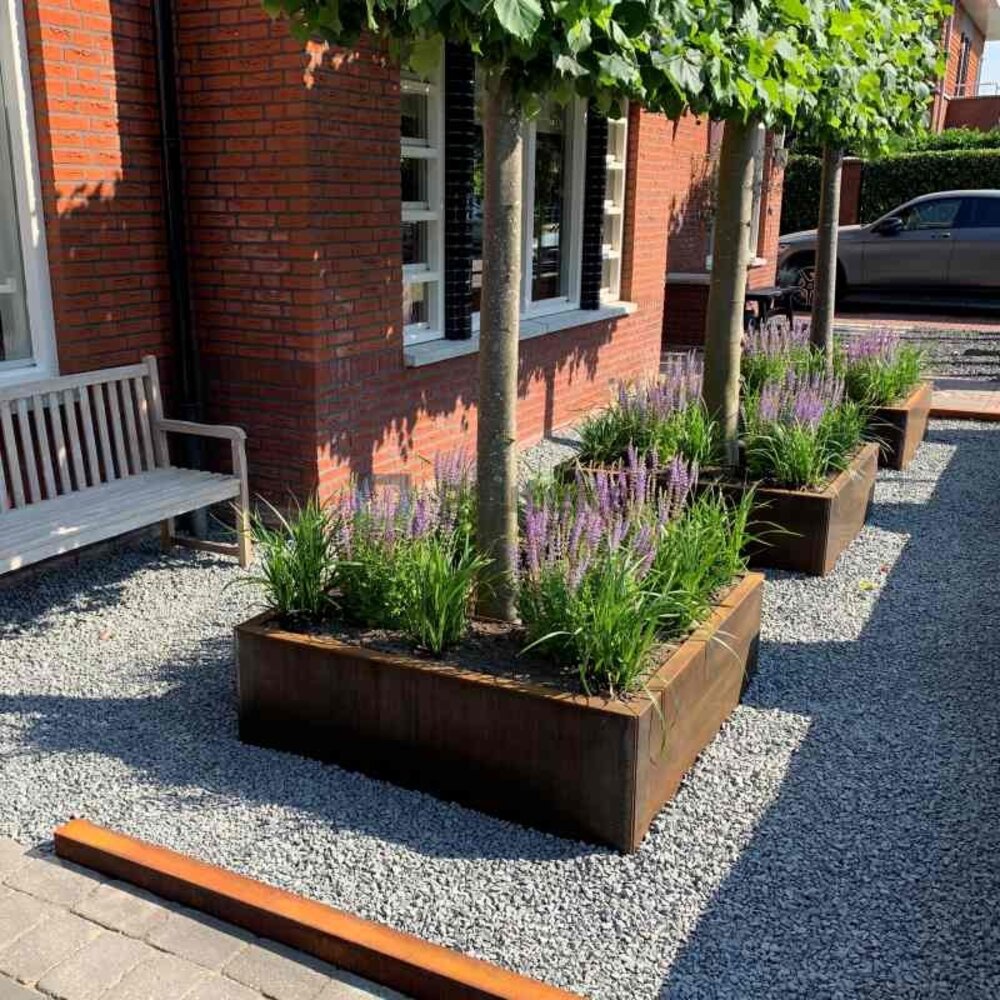 Carrez Connect cortenstaal 120 x 120 x h.  40 cm plantenbak Carrez Connect cortenstaal 120 x 120 x h.  40 cm plantenbak