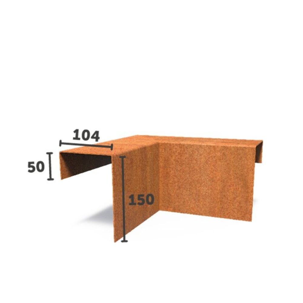 Overzetprofiel cortenstaal binnenhoek  10.4 x 15 x 5 cm Overzetprofiel cortenstaal binnenhoek  10.4 x 15 x 5 cm