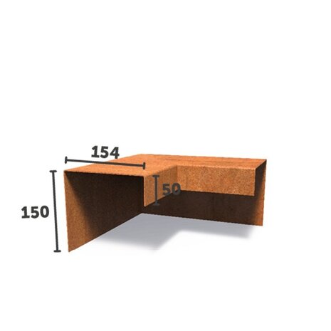Overzetprofiel cortenstaal buitenhoek  15.4 x 15 x 5 cm