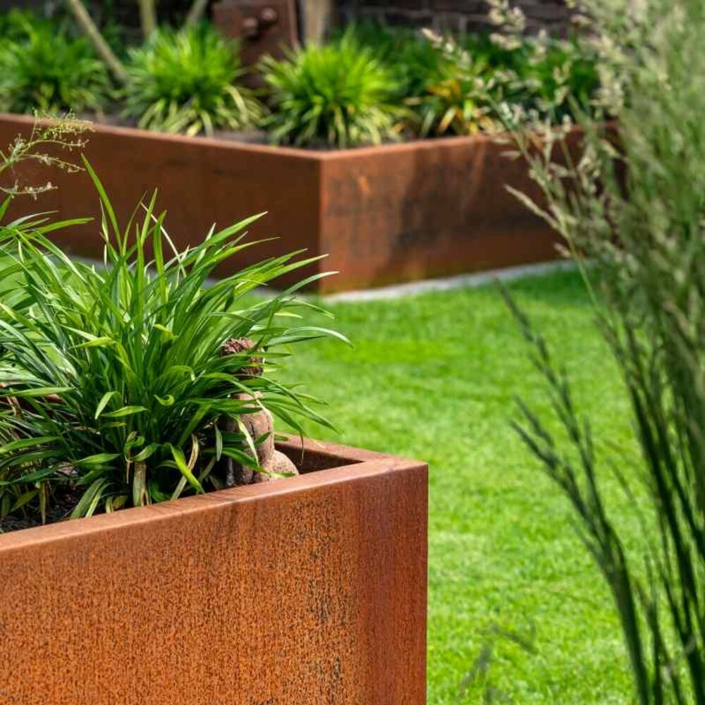 Andes cortenstaal 120x120x40 cm plantenbak Andes cortenstaal 120x120x40 cm plantenbak