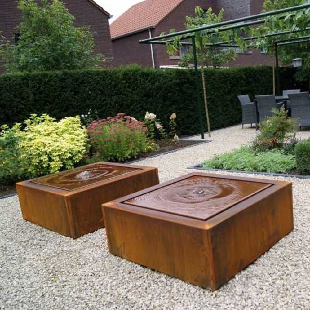 Watertafel cortenstaal 100x100x40 cm Watertafel cortenstaal 100x100x40 cm