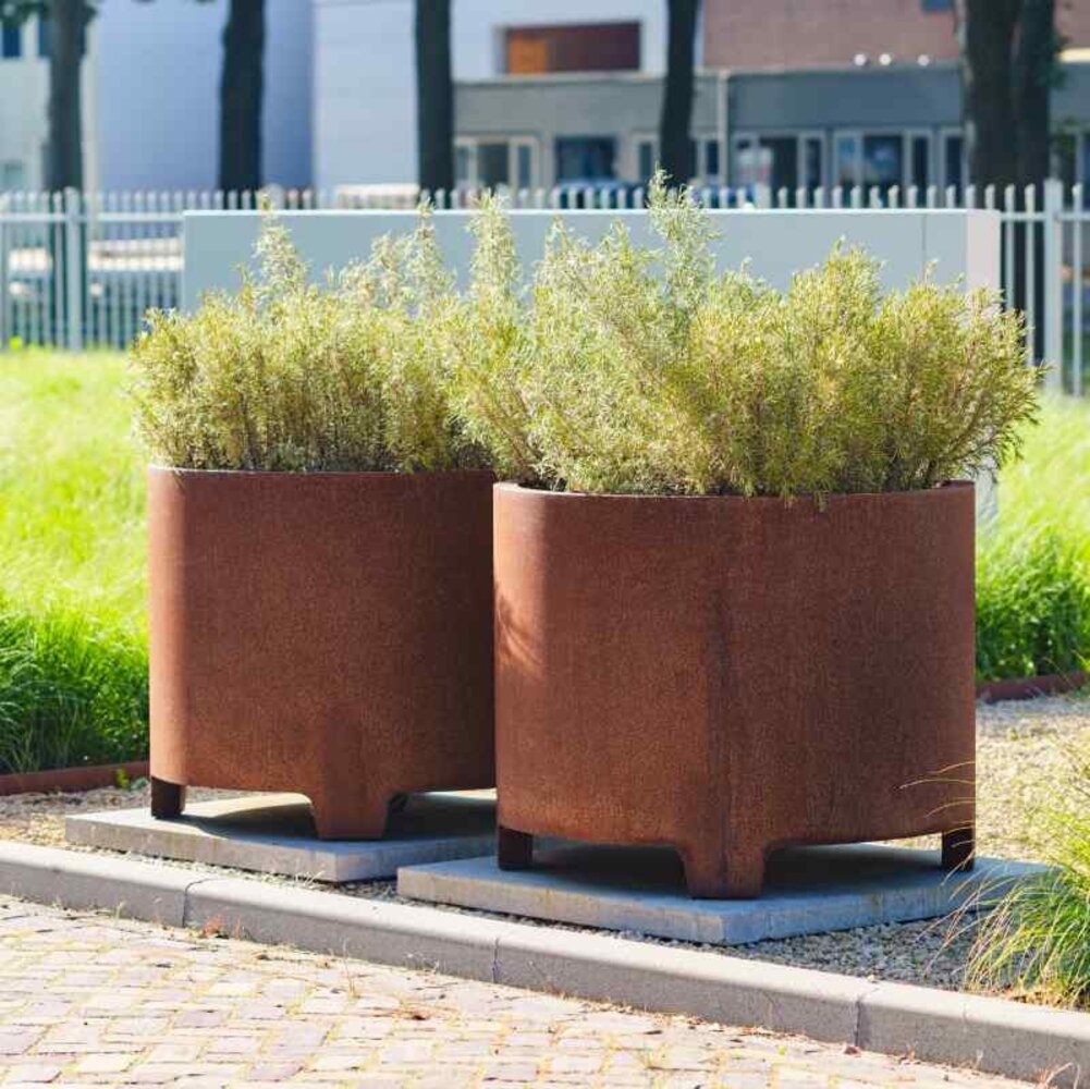 ATLAS cortenstaal 100x80 cm bloembak met poten