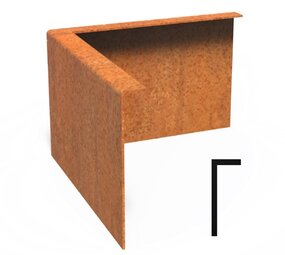 Hoek Cortenstaal gezet 30 x 30 cm, dikte 3 mm Hoek Cortenstaal gezet 30 x 30 cm, dikte 3 mm