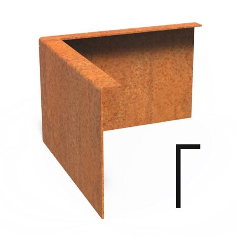 Hoek Cortenstaal gezet 30 x 30 cm, dikte 3 mm Hoek Cortenstaal gezet 30 x 30 cm, dikte 3 mm